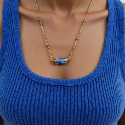 Lapis Lazuli Moonbeam Gold Plated Necklace